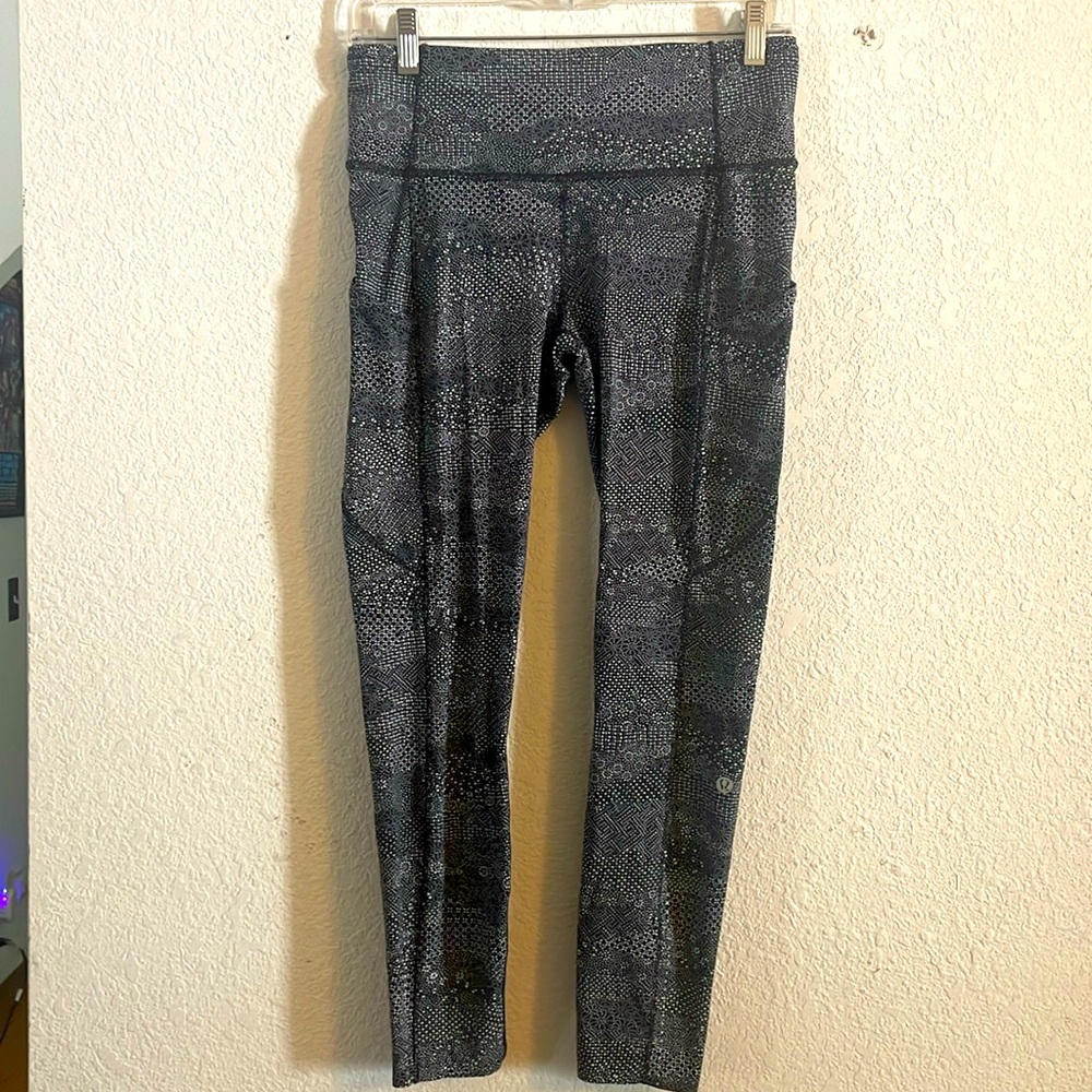 Lululemon Fast & Free 7/8 Tight II Nulux 25" Meisai White Black, 8